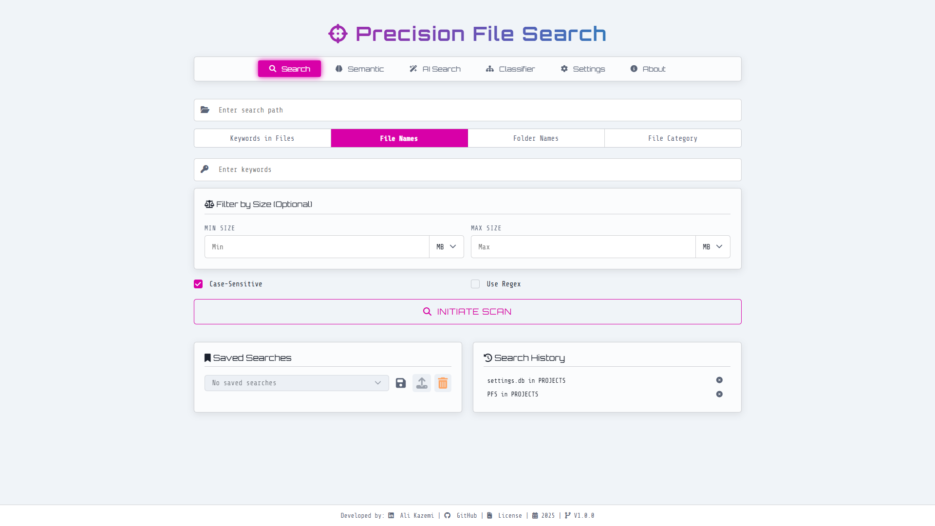 AI Search Interface